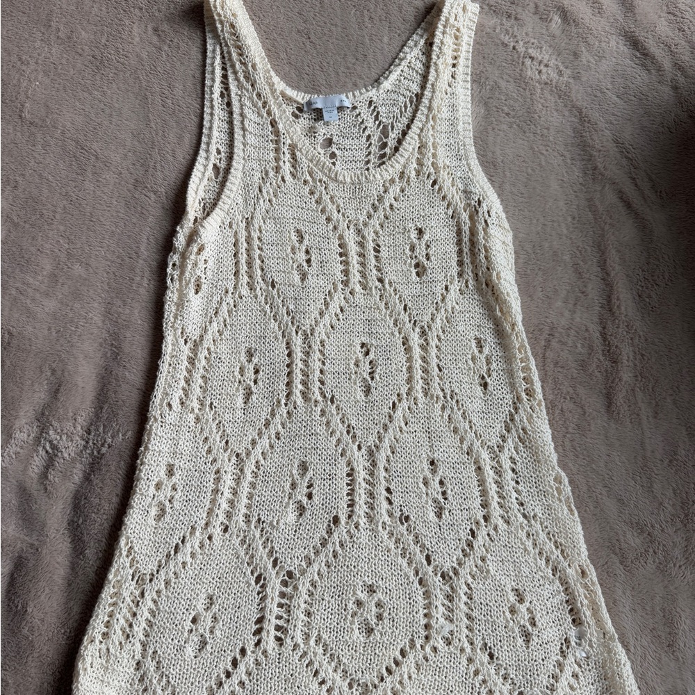 Cream Crochet cover up or long tank